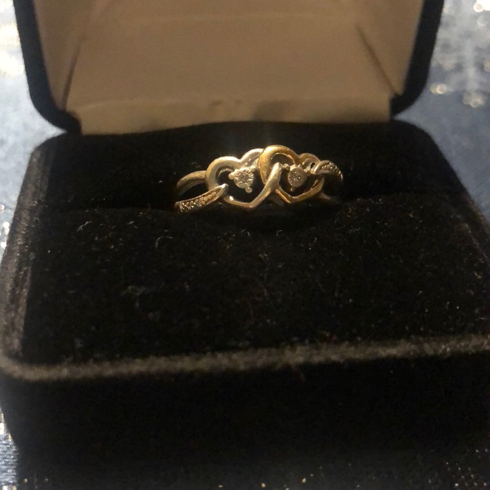10K Yellow Gold & Silver Promise Ring
